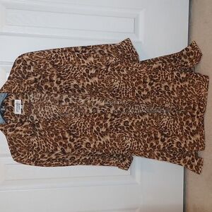 Studio I Petite Leopard Print Kimono Cardigan Womens 10P